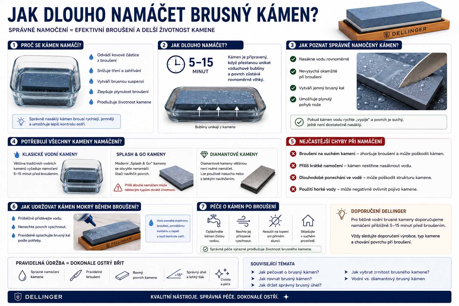 Jak dlouho namáčet brusný kámen před broušením?