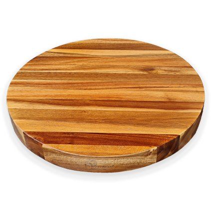 Kulaté krájecí a dranžírovací akáciové prkénko Dellinger 380x30 mm